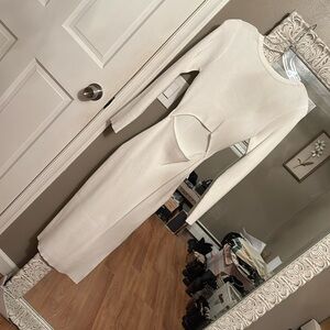 White cut out sweater dress
